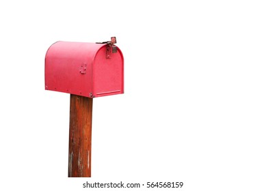 Red Mailbox On White Background