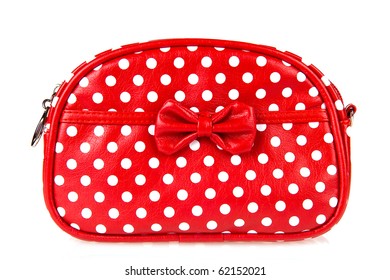 Red Makeup Bag Isolated On White