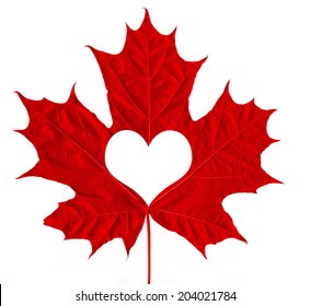 Red Maple Leaf With Heart