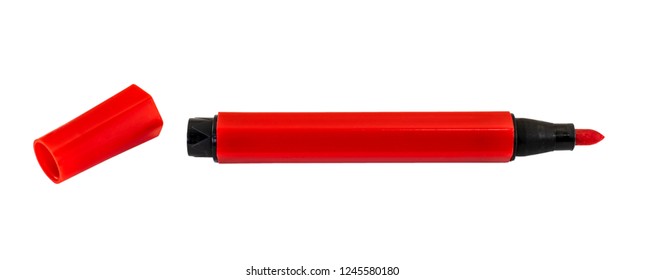 Red Marker Pen Isolated On White Background