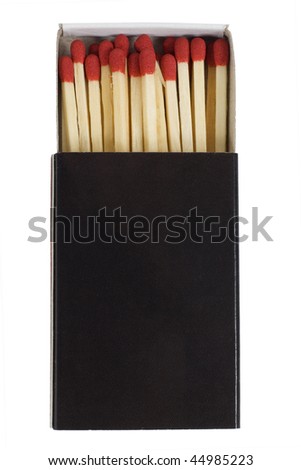  red matches in a black box isolated on a white background.