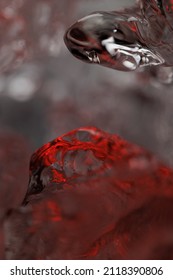 Red Melting Ice In Closeup