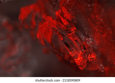 Red Melting Ice In Closeup