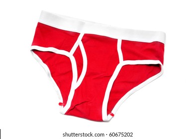 Red Men's Briefs Isolated On A White Background