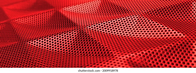 Red metal grid texture with dot pattern for background,Protective grating texture.