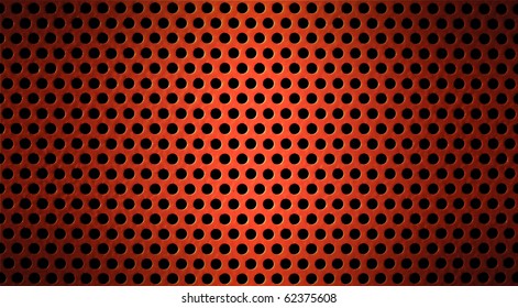 red metal holed or perforated grid background