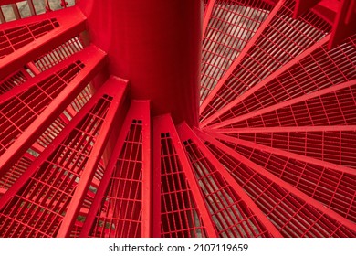 red metal stairs in helix - Powered by Shutterstock