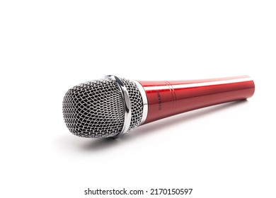 Red Microphone Isolated On White Background