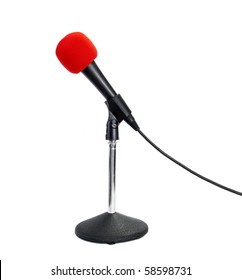 Red Microphone Isolated On White Background