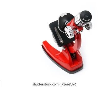 Red Microscope Isolated On White