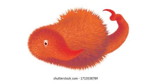 Red Monster Animal alone in white background - Shutterstock ID 1713538789