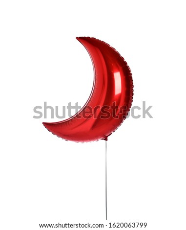 Red moon metallic balloon object for birthday party or celebration isolated on a white background