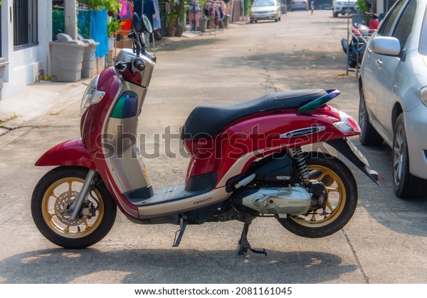 Red motorcycles,\
led system, auto, honda technology, 110cc system, Nonthaburi,\
Thailand 26 November 2021