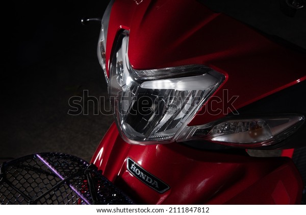 Red motorcycles, led\
system, auto, honda technology, 110cc system, Nonthaburi, Thailand\
24 January 2022