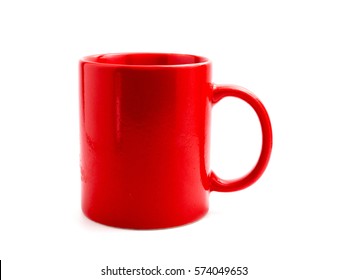 Red Mug On Isolated A White Background.