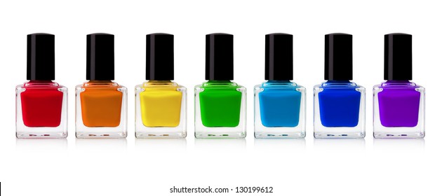 Red Nail Polish Bottle On White Background