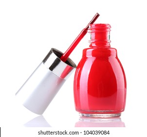 Red Nail Polish Isolated On White