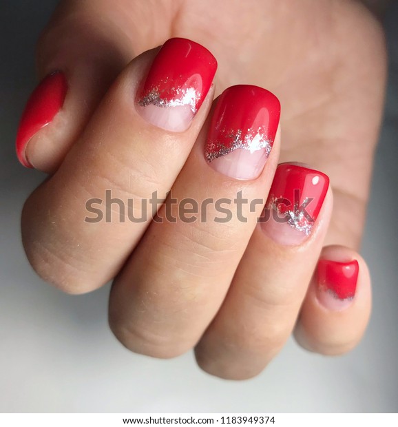 Red Nails Glitter Stock Photo Edit Now