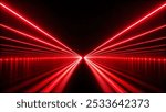 Red neon laser lights glowing vibrantly against a sleek black background, creating a striking visual contrast.