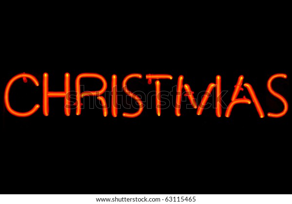 Red Neon Sign Words Christmas On Stock Photo Edit Now