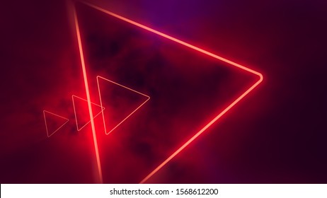 Red neon triangles in clouds.  - Shutterstock ID 1568612200