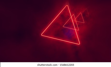 Red neon triangles in clouds.  - Shutterstock ID 1568612203