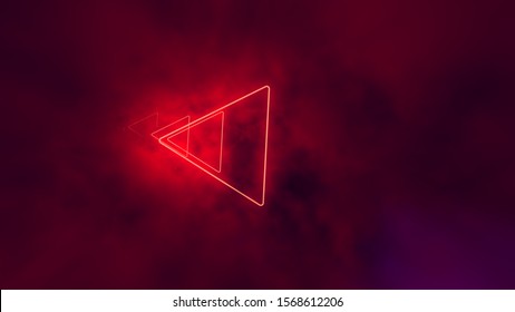 Red neon triangles in clouds.  - Shutterstock ID 1568612206