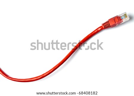 Red network plug isolated on white background