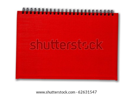 Red notebook isolate on white background