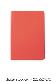 Red Notebook Isolated On White, Top View