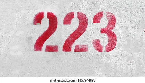 Red Number 223 On White Wall Stock Photo 1857944893 