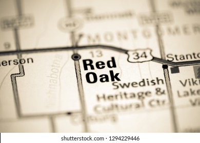 Red Oak. Iowa. USA On A Map