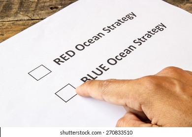 Red ocean strategy and blue ocean strategy check boxes