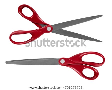 red office scissors isolated on a white background
