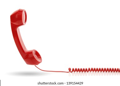 Red old fashioned telephone receiver isolated on a white - Shutterstock ID 139154429