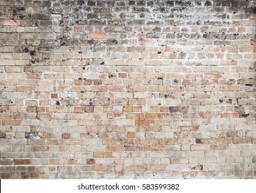 Red Old Weathered Exposed Brick Wall Background