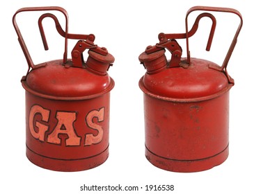 red one gallon metal gas can.
