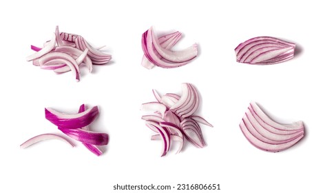 Red Onion Cuts Isolated, Raw Purple Onion Slices, Chopped Purple Onion Pieces on White Background - Powered by Shutterstock