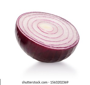 Red Onion Half Isolated On White.