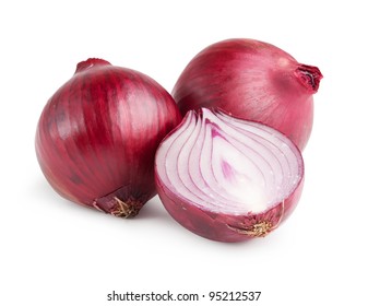 Red Onion,  Isolated On White.