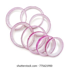 Red onion rings on white background  - Shutterstock ID 775621900