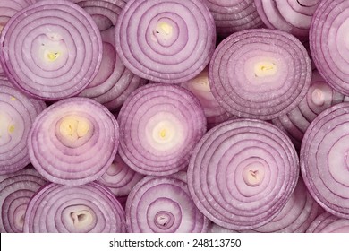 Red Onion Slices As Background Texture