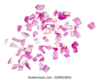 Red onion slices isolated on a white background.