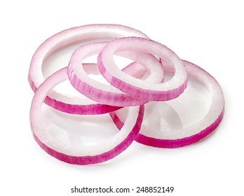 red onion slices isolated on a white background