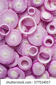 Red Onion Slices. Sliced Red Onion Rings.