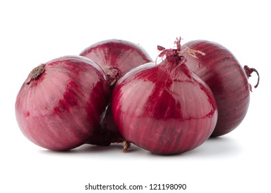 Red Onions Isolated On White Background.