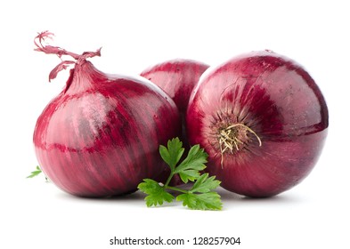 Red Onions Isolated On White Background.