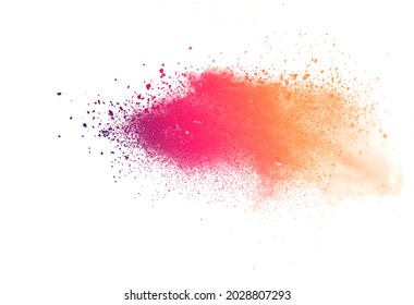 Red and Orange Flour explosion on white background. - Shutterstock ID 2028807293