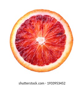 Red orange slice with clipping path on white background.