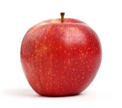 A Red Organic Fuji Apple Isolated On A White Background.